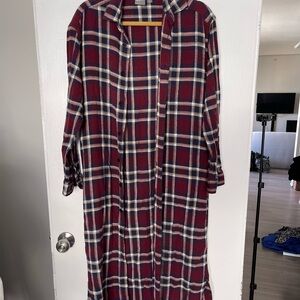 Plaid Long Sleeve Shirt Dress